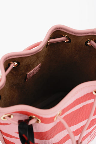 Textured Leather Bucket Bag with Zebra Motif