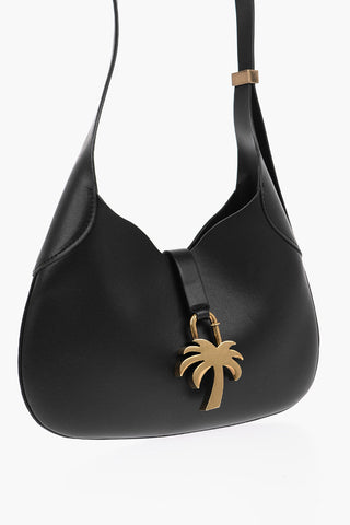 Leather Hobo Bag with Metal Palm