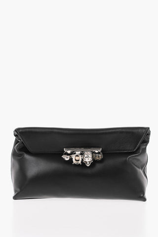 Leather JEWEL KNUCKLES Clutch with Magnetic Closure