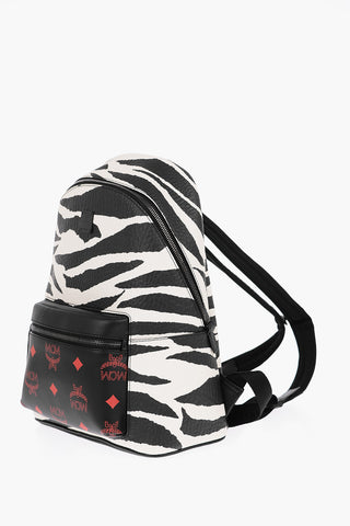Zebra Printed Leather Backpack with Monogram Pocket