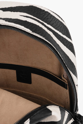 Zebra Printed Leather Backpack with Monogram Pocket