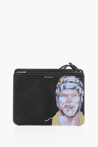 Leather ILLUSTRATION Pouch with Wrist Strap