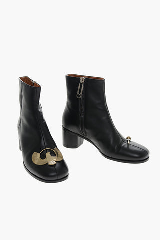 Calfskin MISMATCH Ankle Boots with Metal Application 6cm