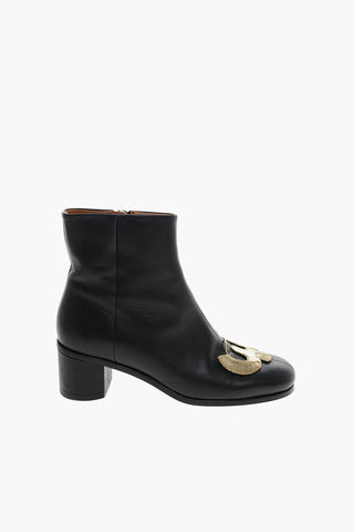 Calfskin MISMATCH Ankle Boots with Metal Application 6cm