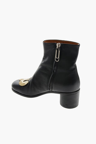 Calfskin MISMATCH Ankle Boots with Metal Application 6cm