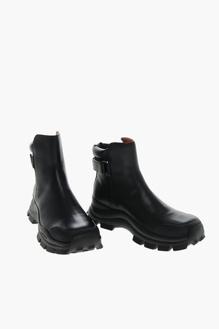 Calfskin Low Boots with Velcro Fastening 4cm