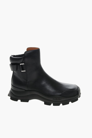 Calfskin Low Boots with Velcro Fastening 4cm