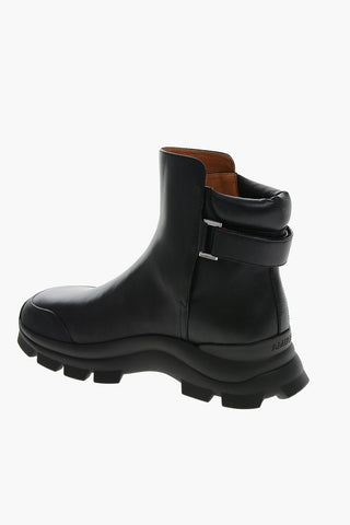Calfskin Low Boots with Velcro Fastening 4cm