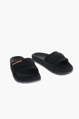 Slides in Tessuto Imbottito con Logo Patch