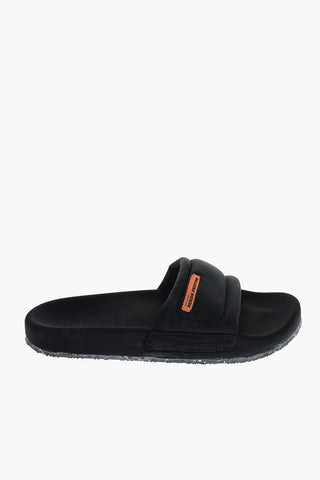 Slides in Tessuto Imbottito con Logo Patch