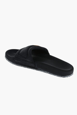 Slides in Tessuto Imbottito con Logo Patch