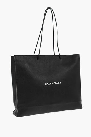 Textured Leather Shopper with Printed Logo