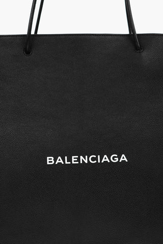 Textured Leather Shopper with Printed Logo