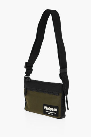 Borsa a Tracolla in Nylon con Tasca Frontale
