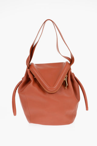 Leather POINT Shoulder Bag with Zip