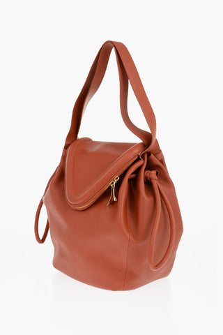 Leather POINT Shoulder Bag with Zip