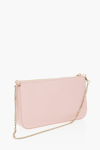 Textured Leather LOUBILA Pouch with Chain