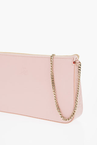 Textured Leather LOUBILA Pouch with Chain
