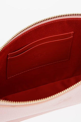 Textured Leather LOUBILA Pouch with Chain