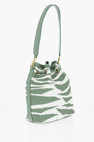 Borsa Bucket in Pelle Martellata con Motivo Zebra
