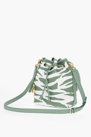 Borsa Bucket in Pelle Martellata con Motivo Zebra