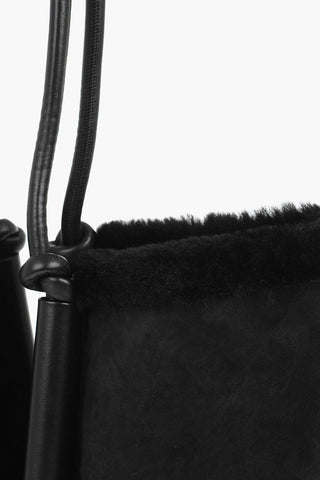 Reversed Shearling Tote Bag with Leather Handles
