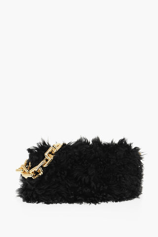 Shearling Pouch Bag with Chain