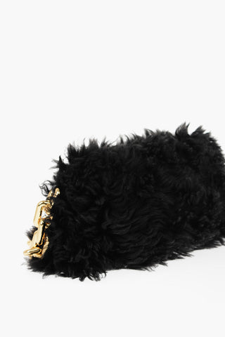 Shearling Pouch Bag with Chain