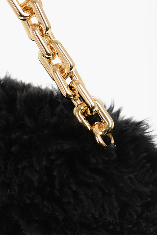 Shearling Pouch Bag with Chain
