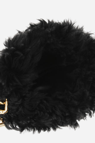 Shearling Pouch Bag with Chain
