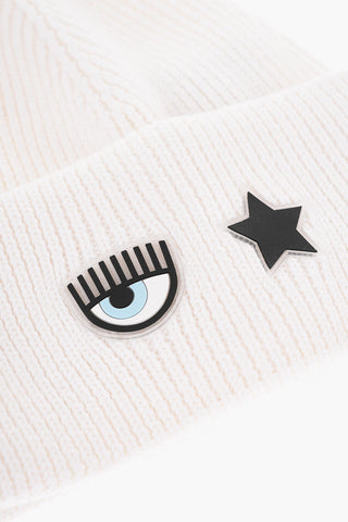 Beanie in Misto Lana a Costine con Patch Logo Eyestar