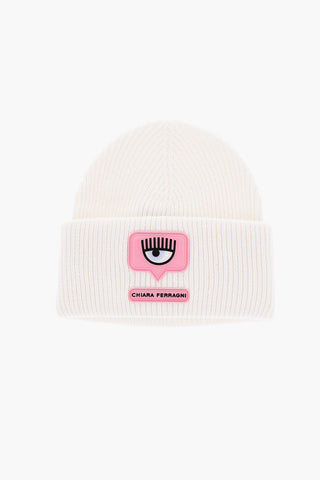 Beanie in Misto Lana a Costine con Patch Logo Eyelike
