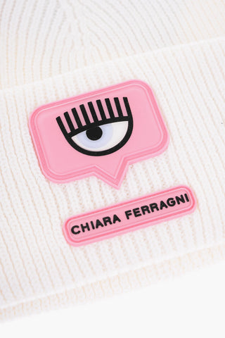 Beanie in Misto Lana a Costine con Patch Logo Eyelike