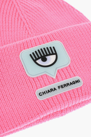 Beanie in Misto Lana a Costine con Patch Logo Eyelike