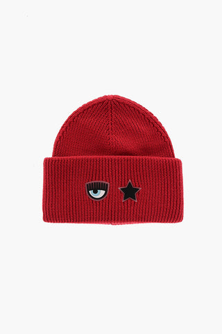 Beanie in Misto Lana a Costine con Patch Logo Eyestar