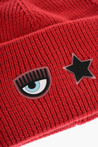 Beanie in Misto Lana a Costine con Patch Logo Eyestar