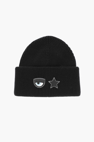 Beanie in Misto Lana a Costine con Patch Logo Eyestar