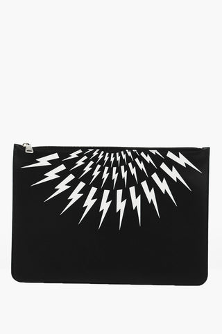 Clutch THUNDERBOLT FAIRISLE in Pelle con Chiusura Zip