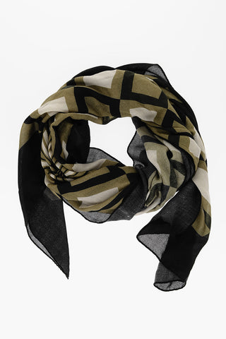 Wool and Cashmere Scarf with Geometric Motif
