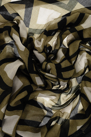 Wool and Cashmere Scarf with Geometric Motif