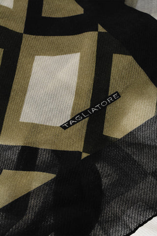 Wool and Cashmere Scarf with Geometric Motif