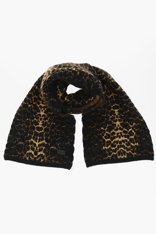 Animal Patterned Wool Blend Scarf