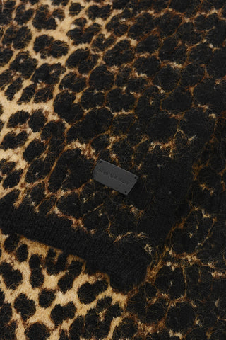 Animal Patterned Wool Blend Scarf
