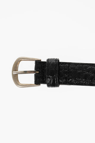 Crocodile Effect Leather Slim Belt 30mm