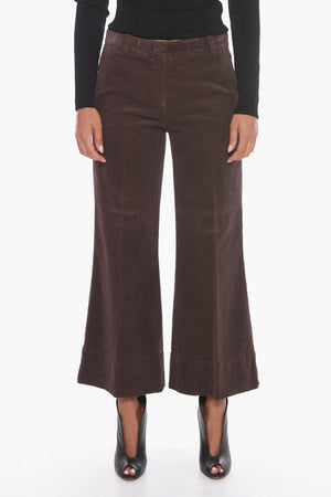 Corduroy Cropped Trousers With Flared Leg