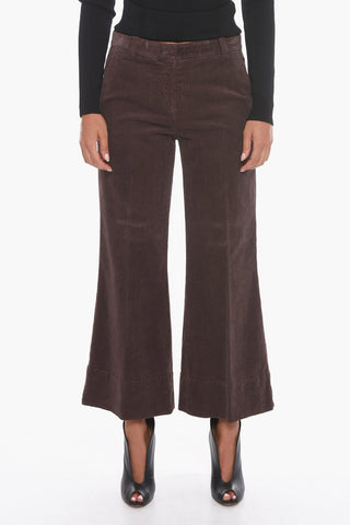 Corduroy Cropped Trousers With Flared Leg