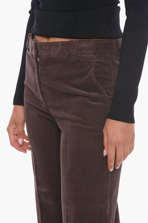 Corduroy Cropped Trousers With Flared Leg
