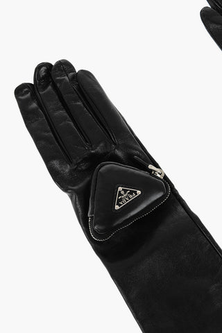 Patent Leather Long Gloves with Pocket
