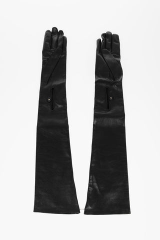 Patent Leather Long Gloves with Pocket