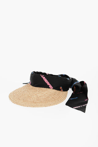 Raffia visor with Foulard Closure
